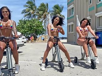 Embrace the Alluring Curves of Luscious Latinas Astride Electric Trikes at Public Beach!