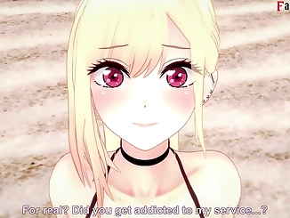 Beach Encounter with Marin Kitagawa Leads to Sensual Blowjob ~ Sono Bisque Doll Enamored with Koi