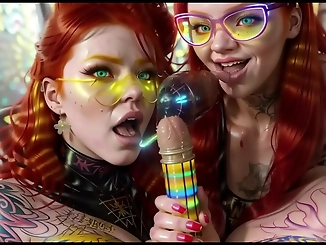 Experience the Ultimate Threesome with Two Sexy Ginger Dolls Giving Double Blowjobs!