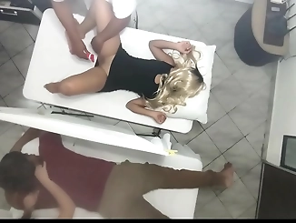Unleash Your Desires with Erotic Massage for the Beautiful Wife Next to Her Hubby at the Couple's Spa - Caught