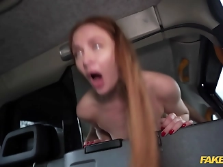 Naughty Redhead MILF Gets Depraved in a Fake Taxi: Rides a Huge Dick in Public