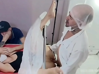 Japanese Wife Banged by Stranger during Medical Exam in Front of Husband!