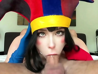 Introducing Pomni, the Enchantress from The Amazing Digital Circus: Deepthroating,